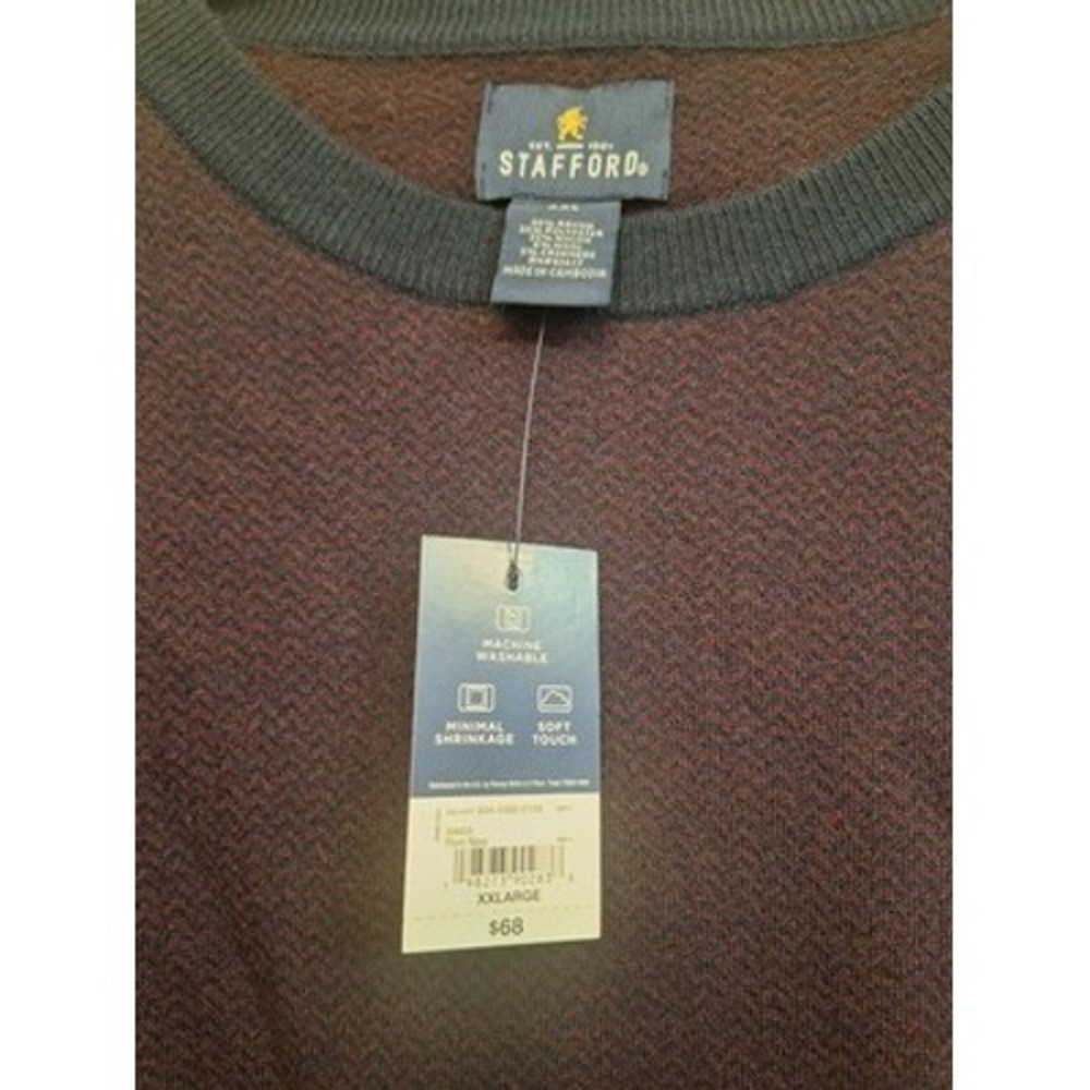 Stafford Mens XXL Plum Navy‎ Crewneck Sweater Wool Cashmere Blend NWT